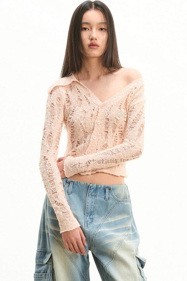 Cutout Knit Cardigan