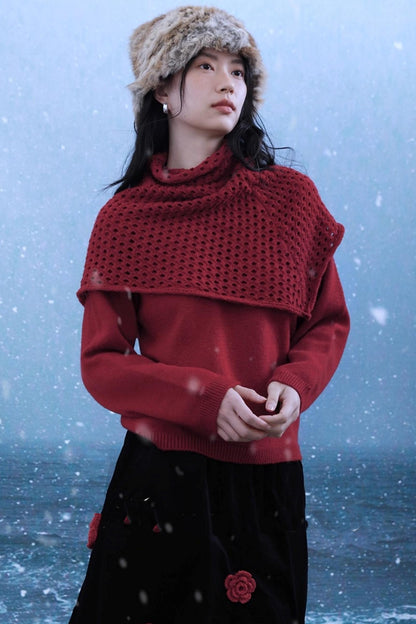 Berry Red Knitted Vest Sweater