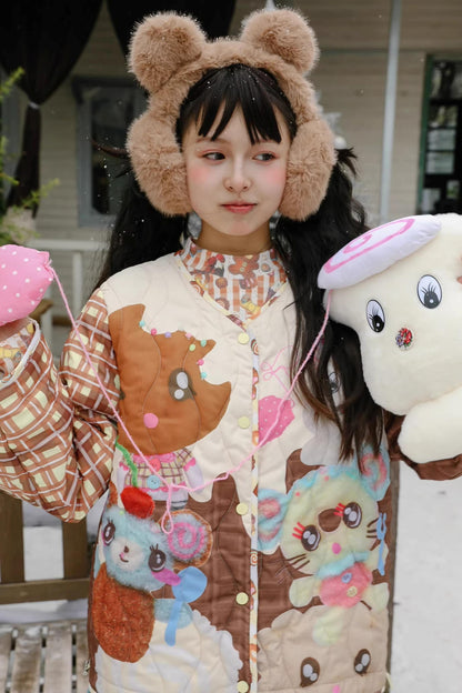 Angel Doll Print Quilted Jacket