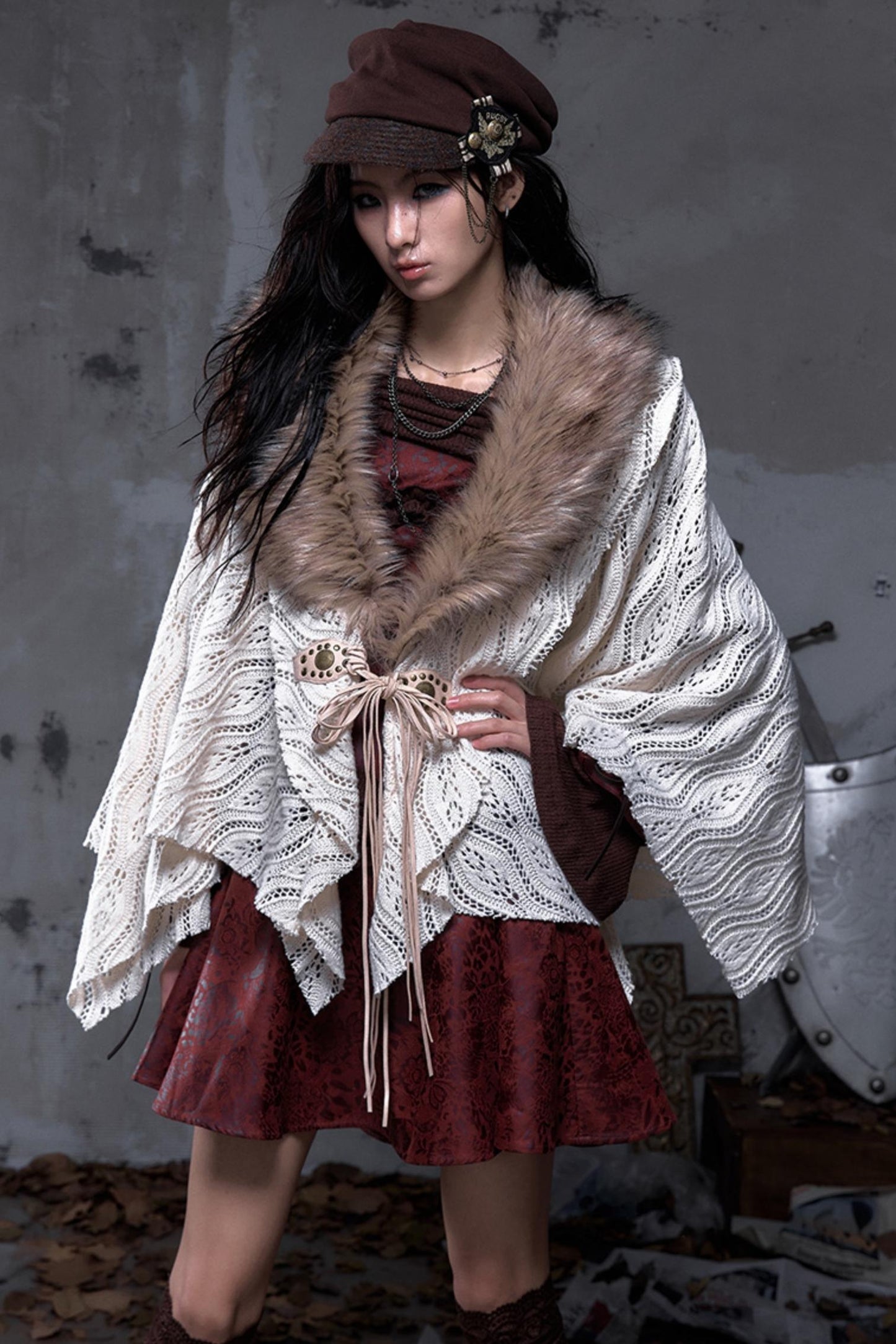 Millennium Vintage Knit Cape Jacket