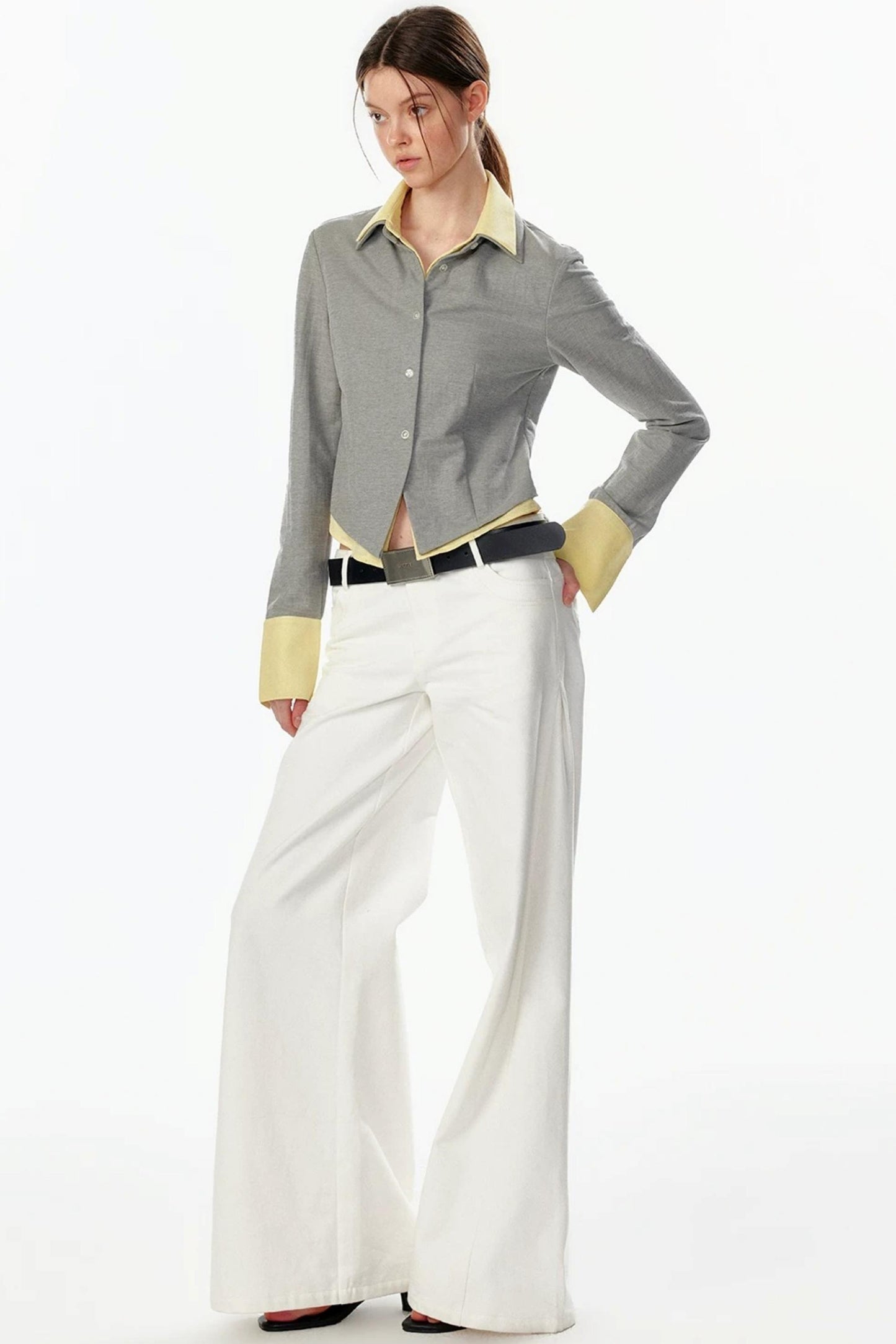Color-Blocked Fake Two-Piece Shirt