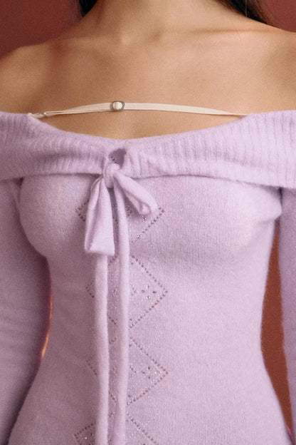 Elegant Crochet One-Shoulder Sweater