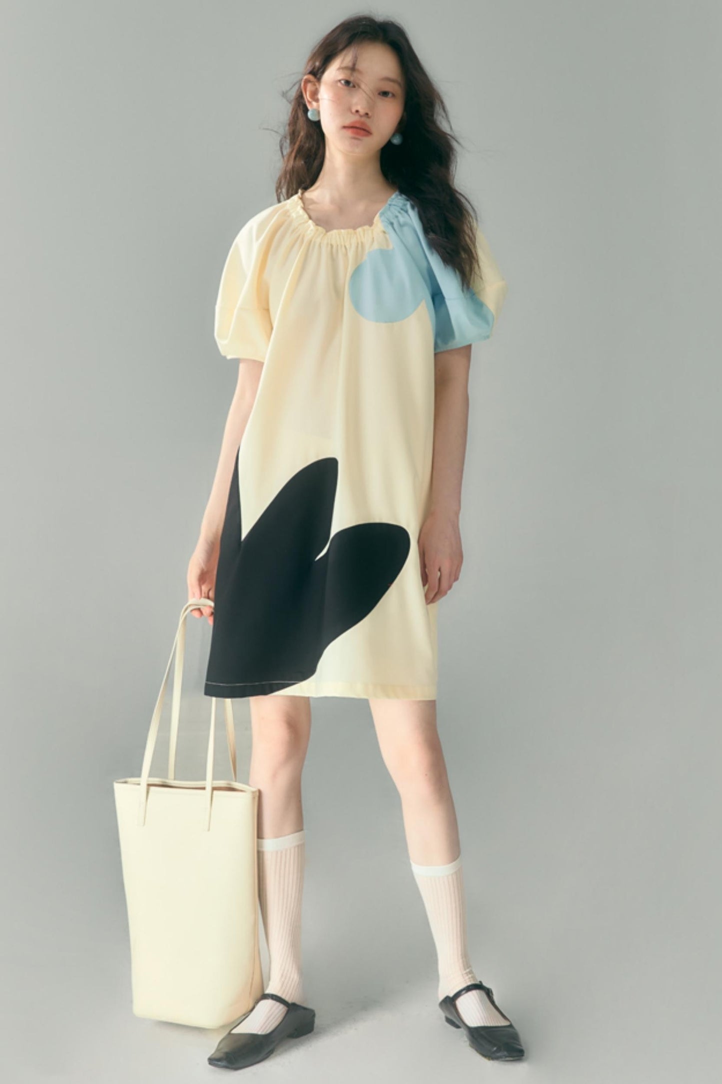 Original Blue Star Patchwork Crewneck Dress