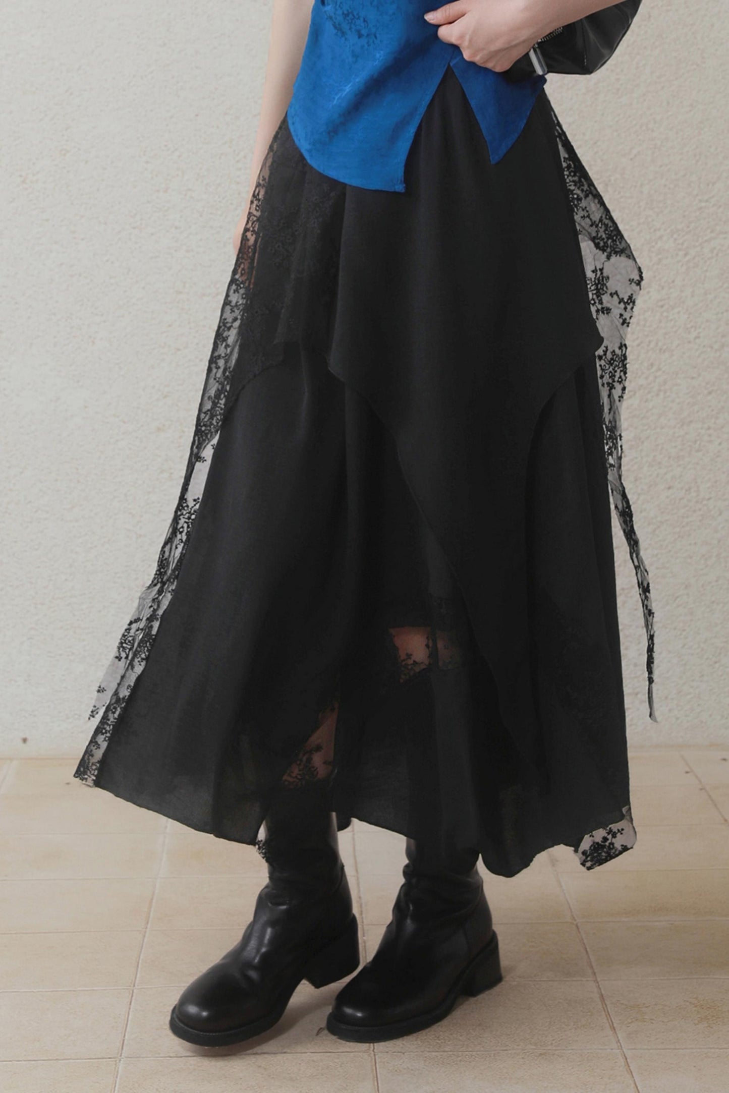 Dark Lace Midi Skirt