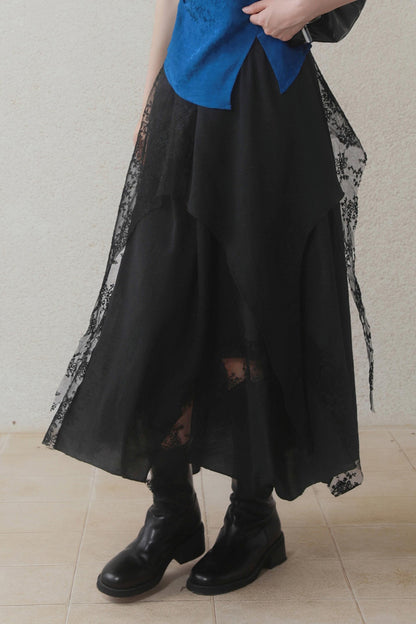 Dark Lace Midi Skirt
