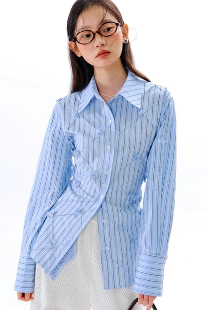 Mandao Flower Vine Striped Diamond Shirt