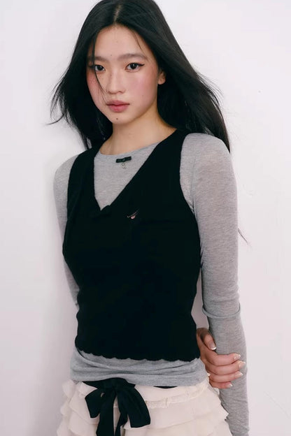 Korean Lace Bowknot Top