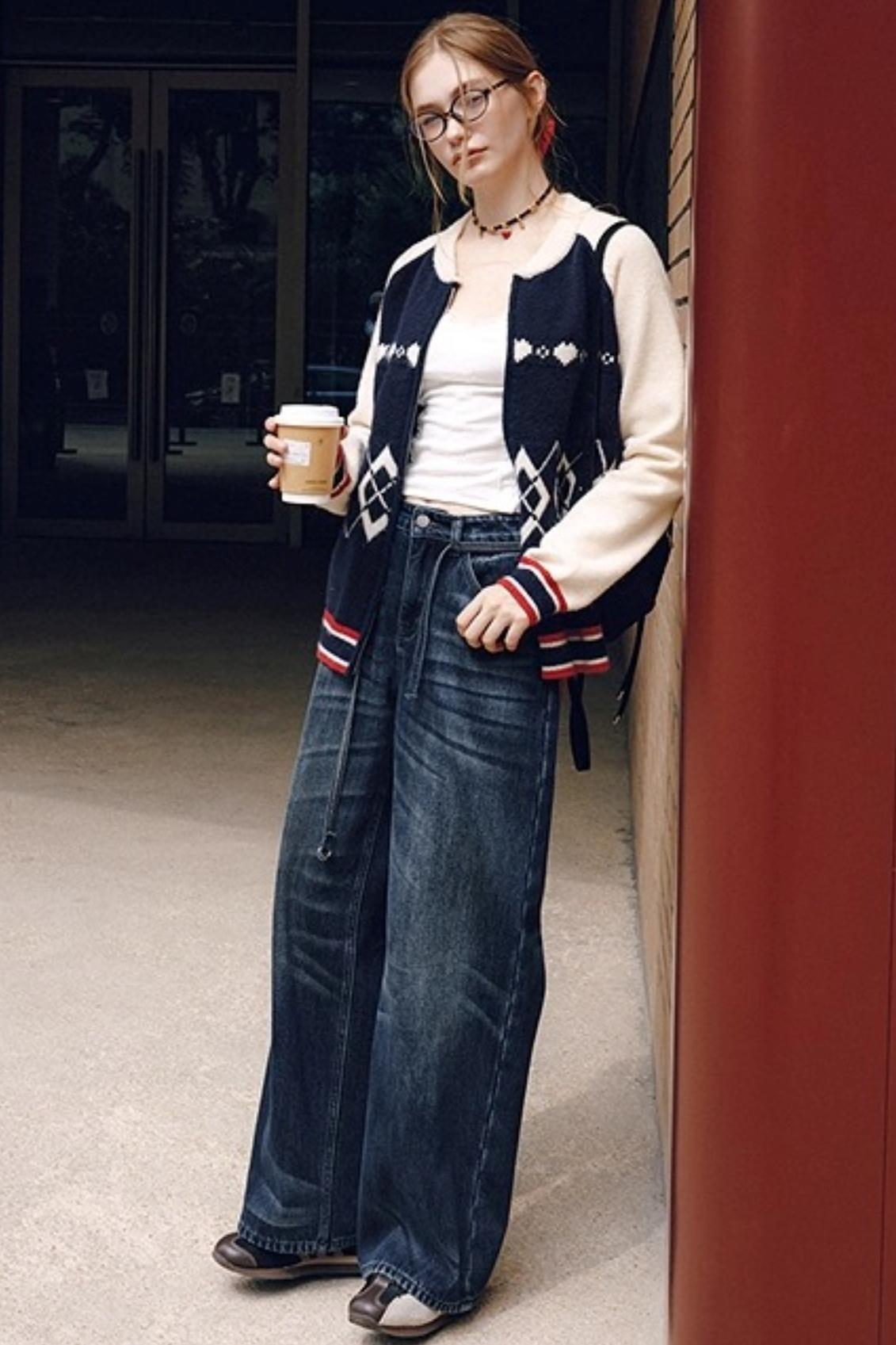 Dark Blue Vintage Whiskered Pants