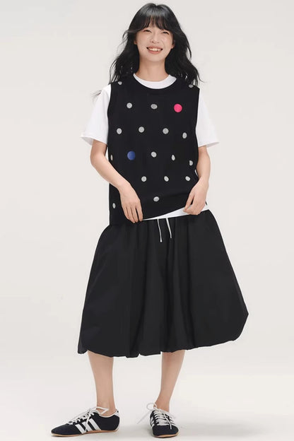 Colorful Polka Dot Knit Vest