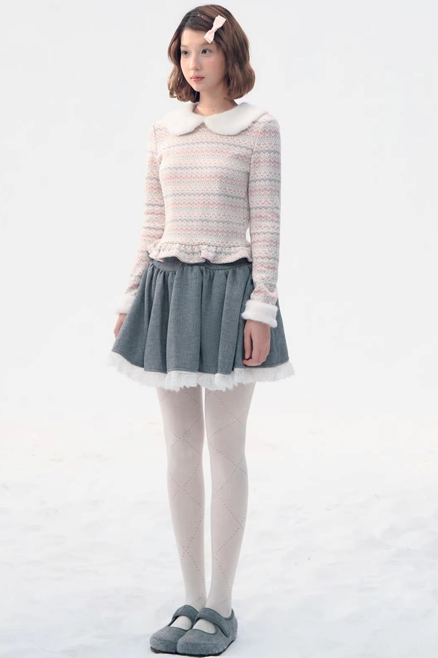 Fair Isle Polka Dot Knit Top