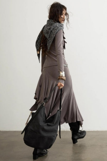 Classical Pleated Distressed Skirt Set-Up