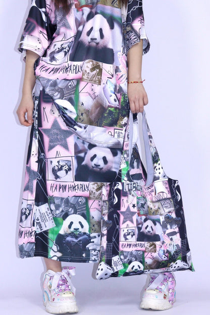 Mile Panda Canvas Shoulder Tote Bag