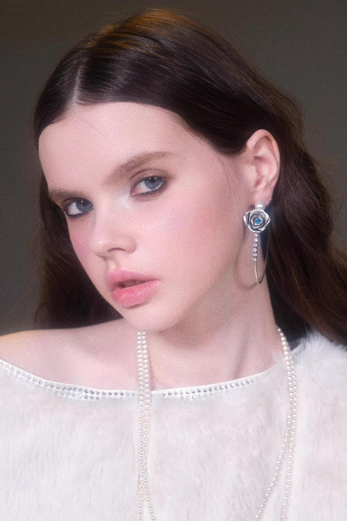 Vintage Rose Zircon Hoop Earrings