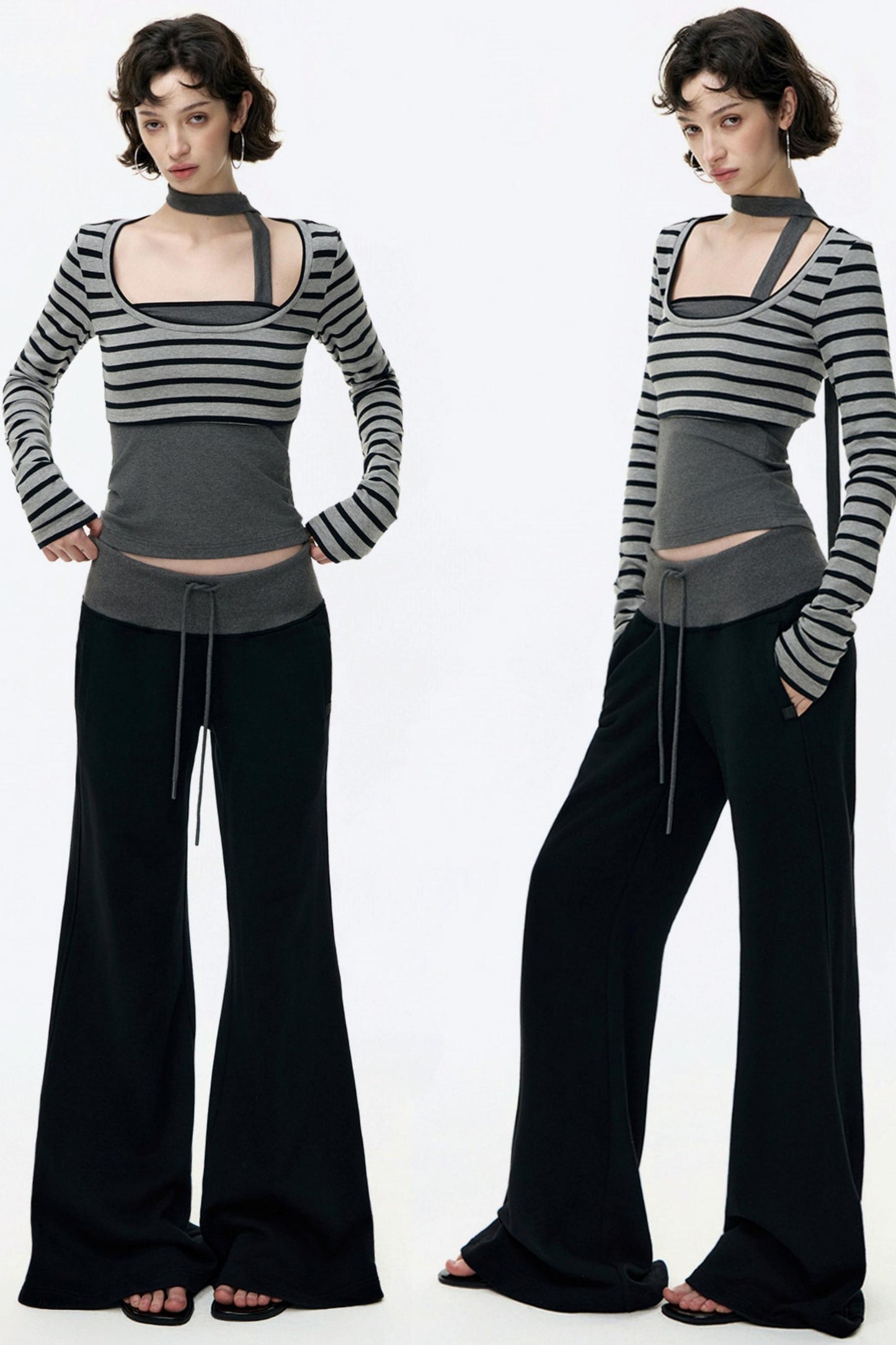 Color-Blocked Flared Sweatpants