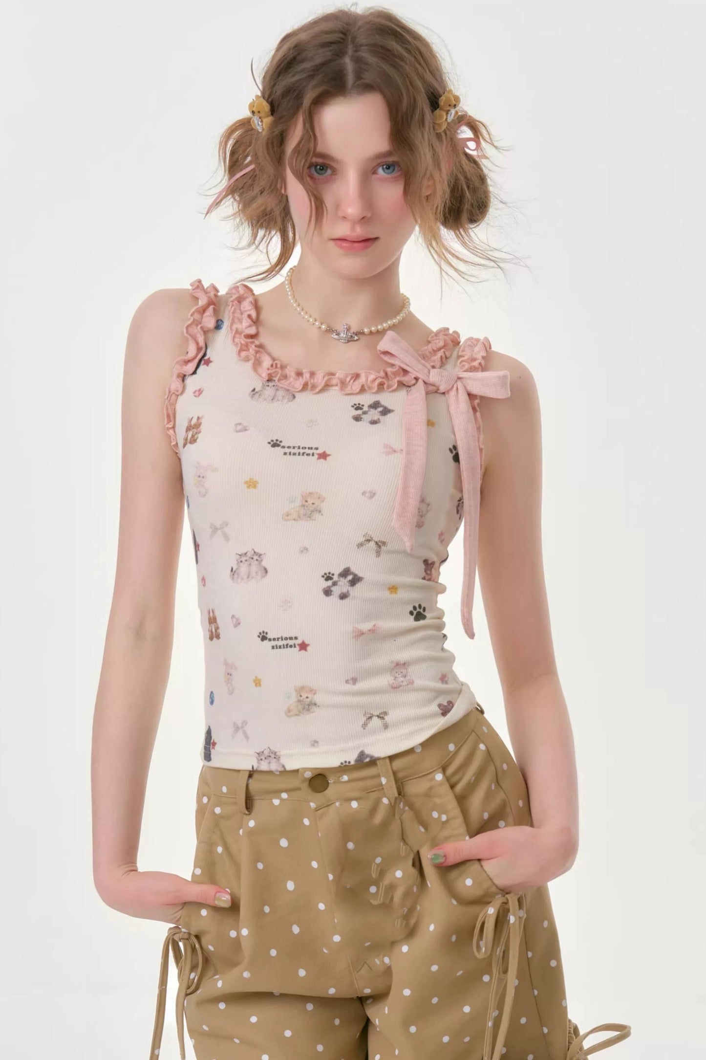 Playful Ruffled Apricot Camisole