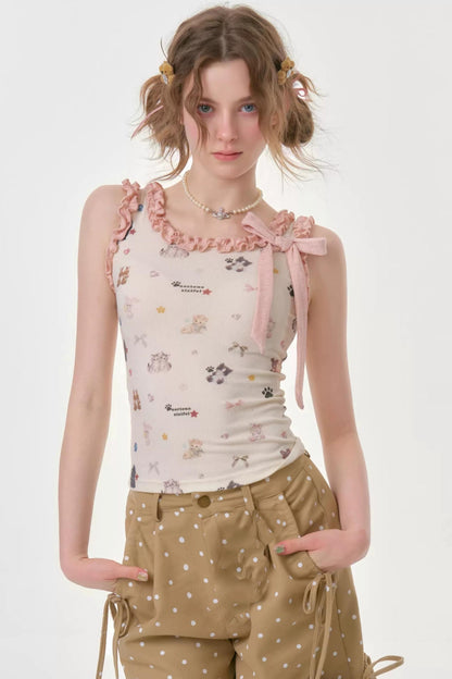Playful Ruffled Apricot Camisole