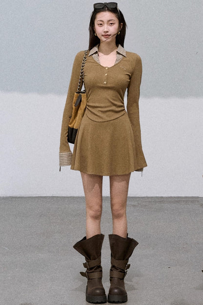 Slim Waist Knitted Dress