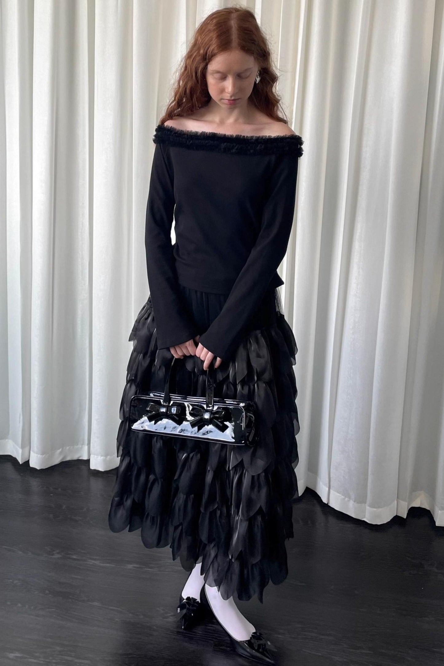 Black Lace Knitted Sweater