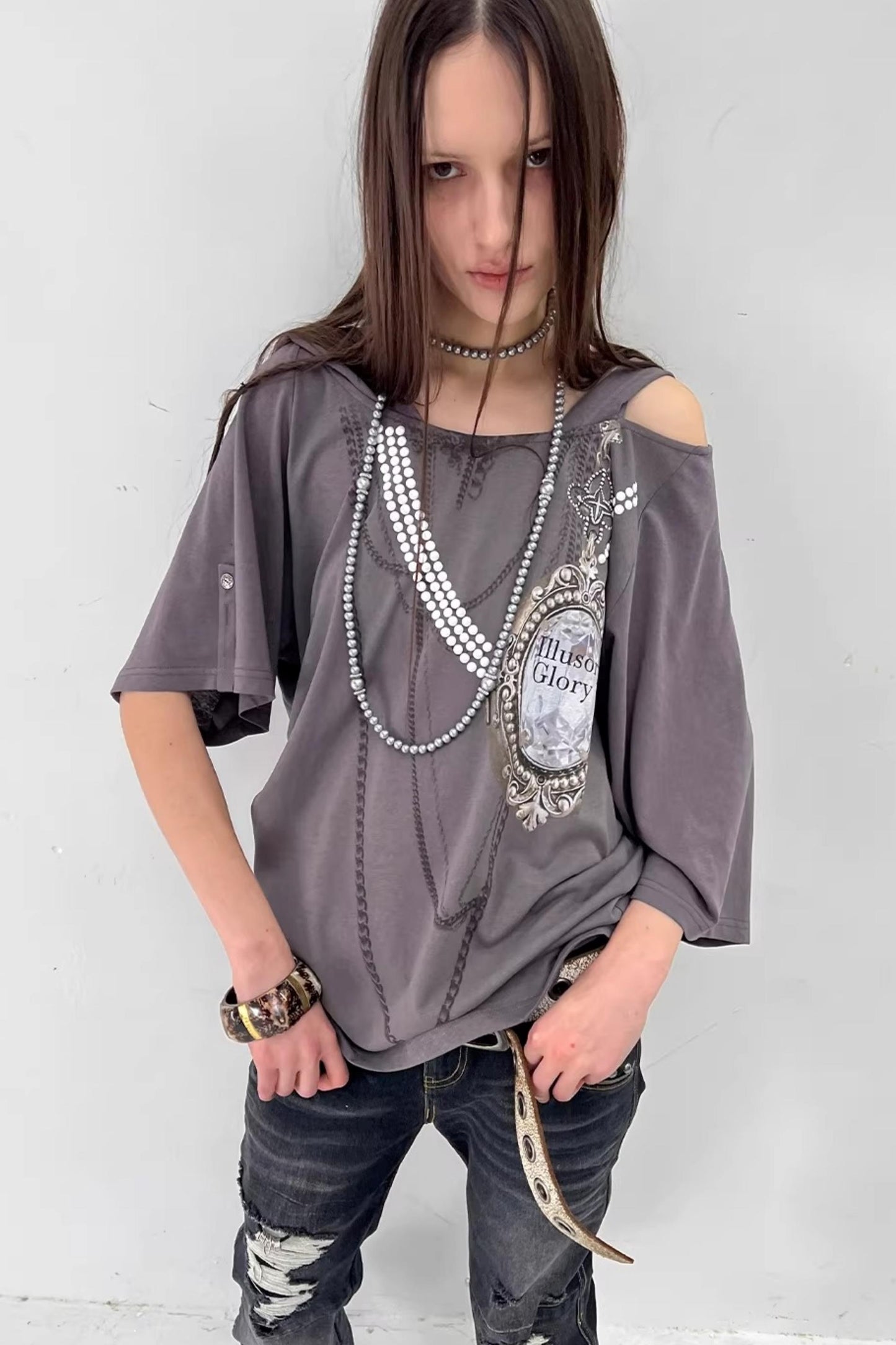 Retro Gemstone Hooded Top