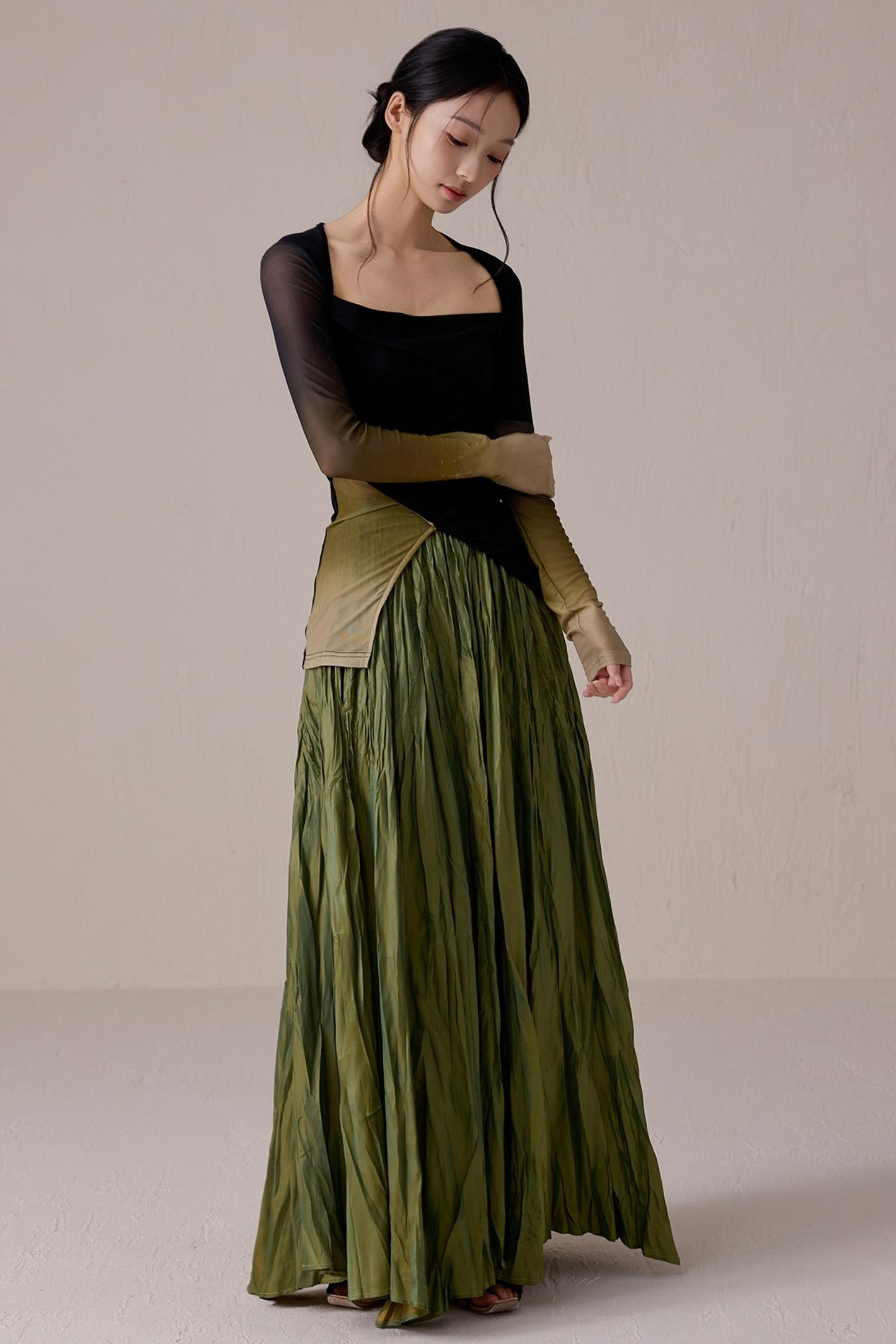 Color-Block Gradient Long Sleeve Tee