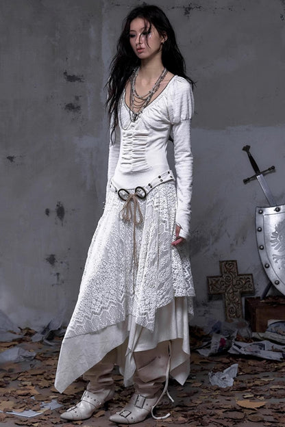 Court Dream Puff Sleeve Lace Maxi Dress