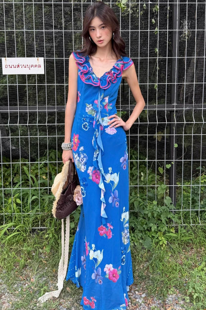 Tropical Fishtail Maxi Dress