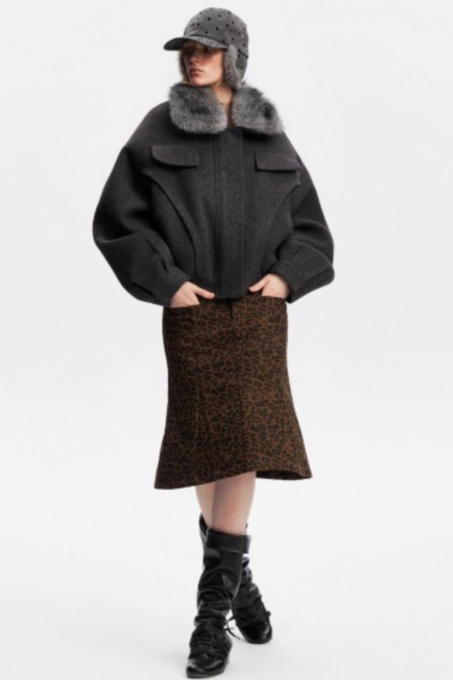 Leopard Print Fishtail Skirt