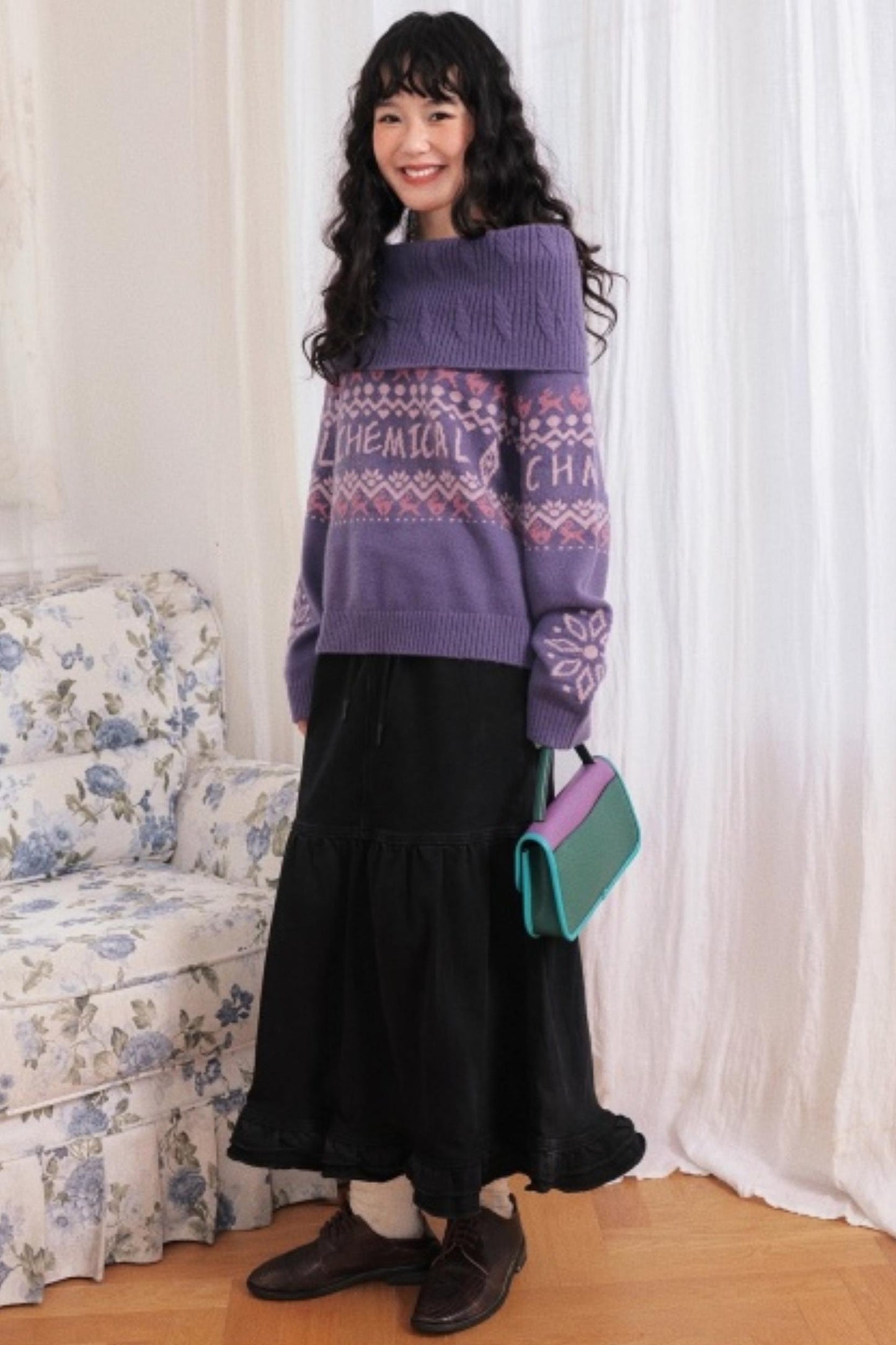 Dark Night Lace Denim Skirt