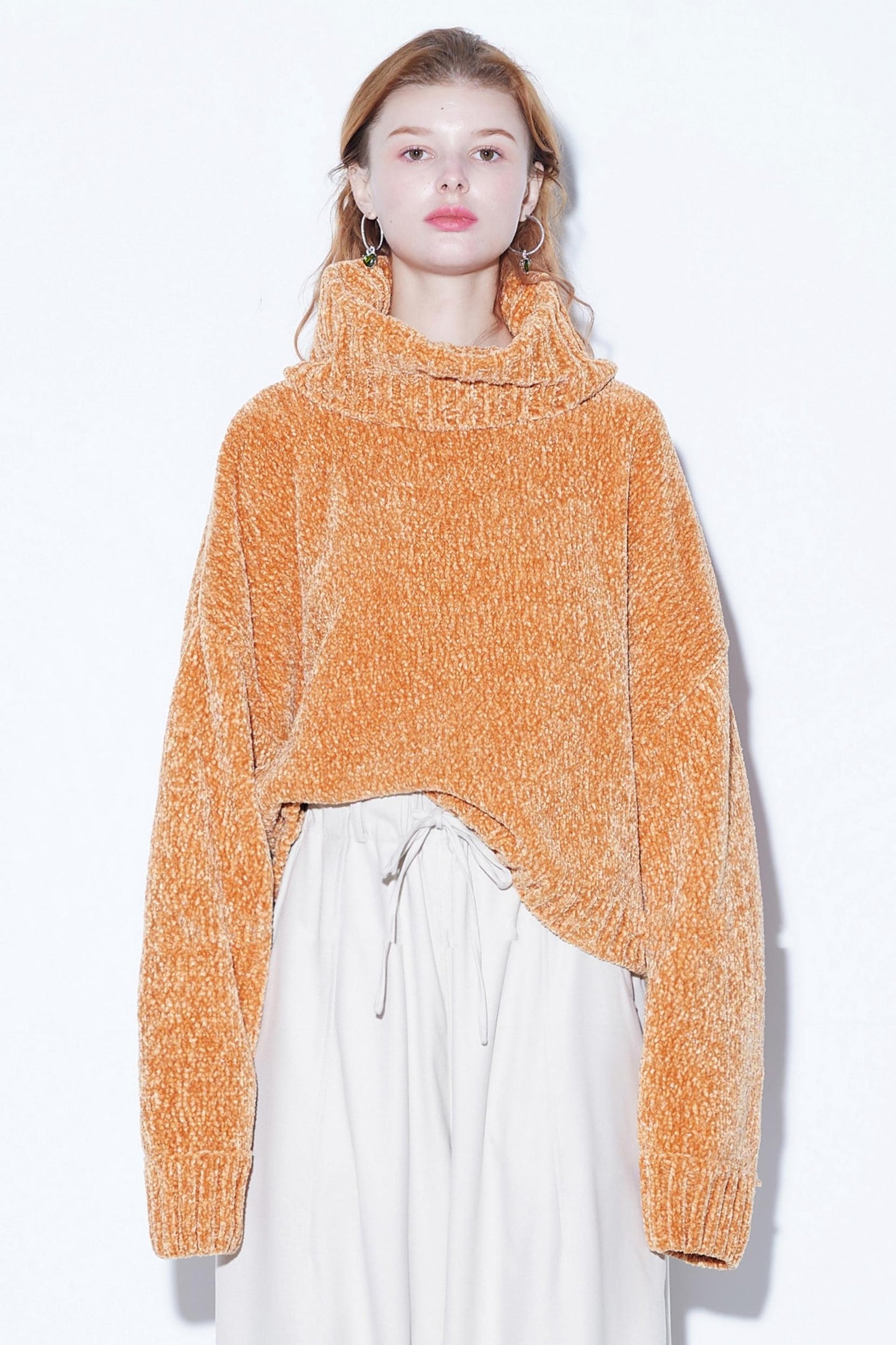 Colorful Chenille High-Neck Top