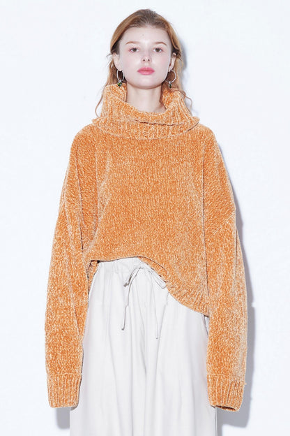 Colorful Chenille High-Neck Top