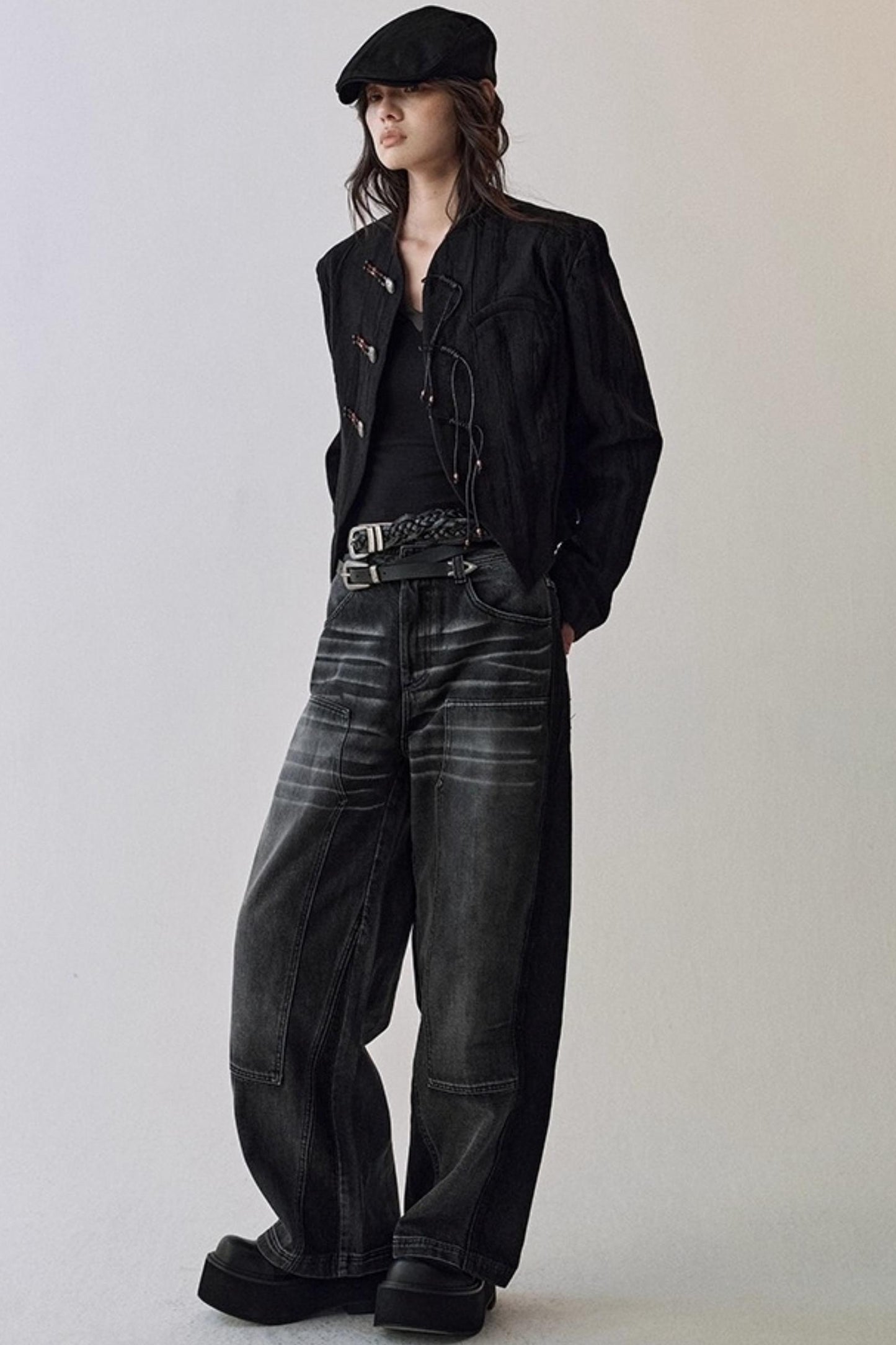 Gray Cat Whiskers Washed Jeans