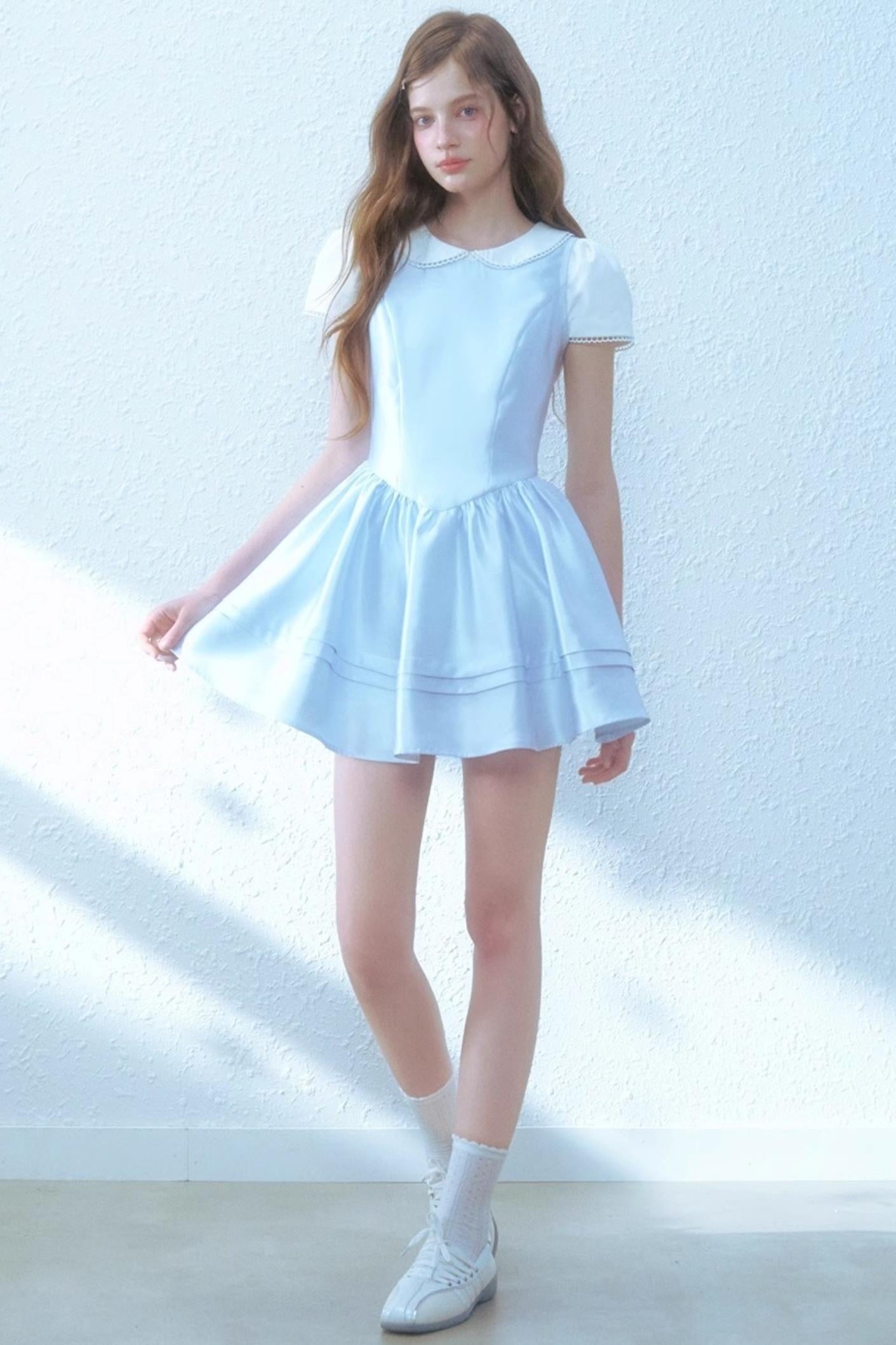 Satin Blue College Dress