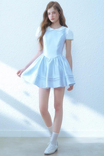 Satin Blue College Dress