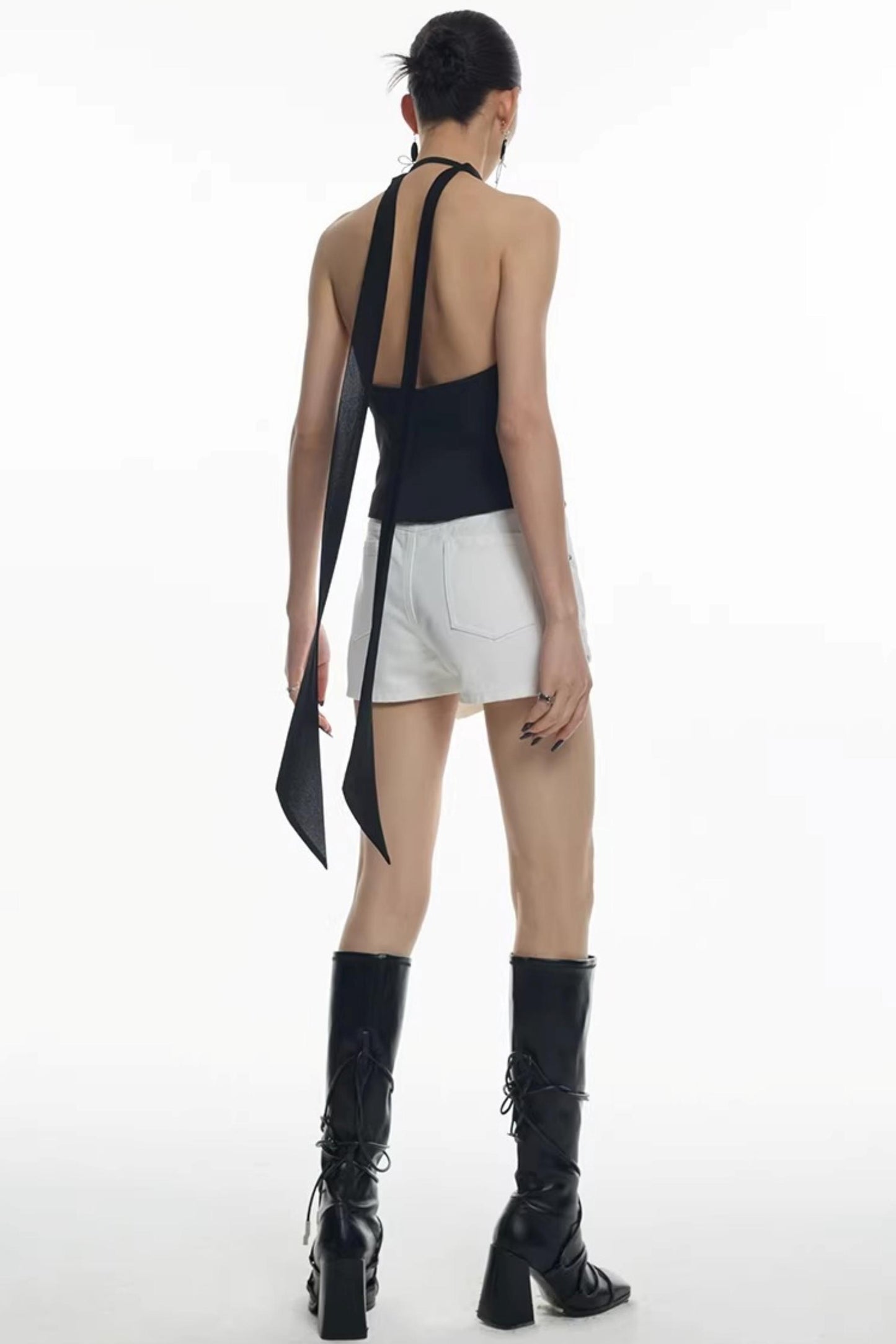 Asymmetrical A-Line Denim Shorts