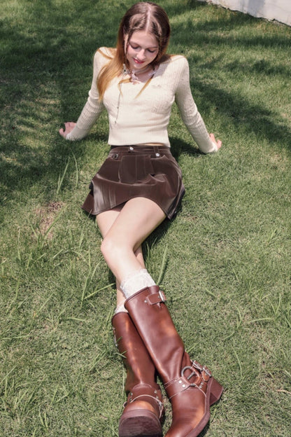 Flower V-Neck Knit Sweater