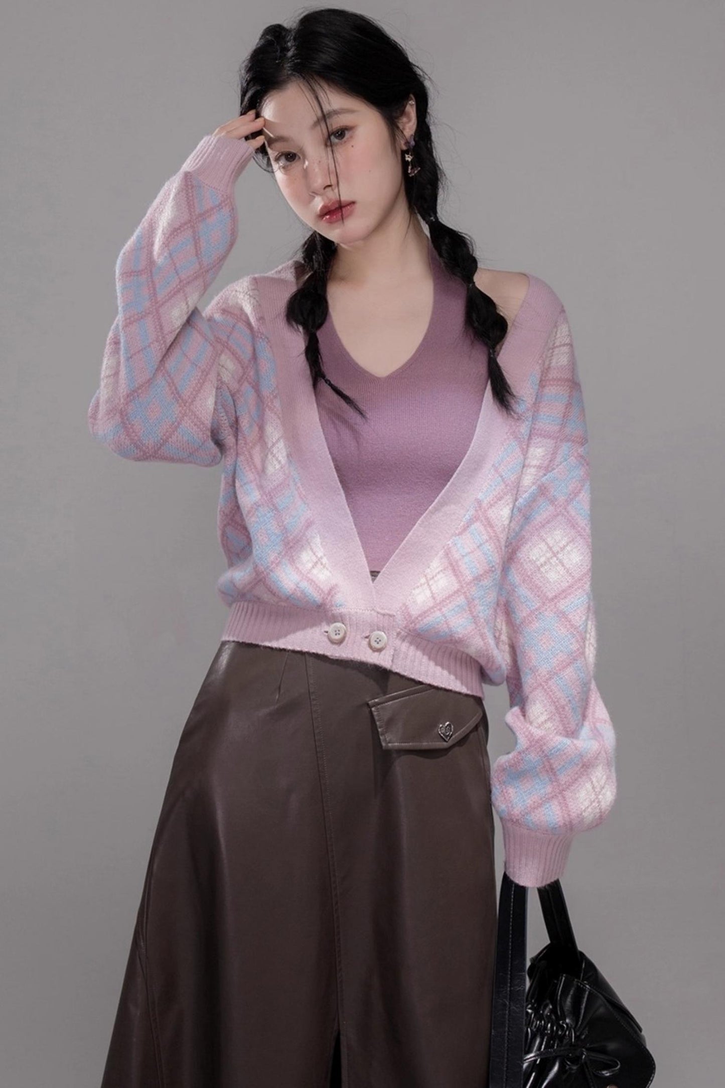 Rich and Crafty Brown Slit Leather Skirt