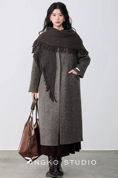 Oatmeal Latte Woolen Long Coat