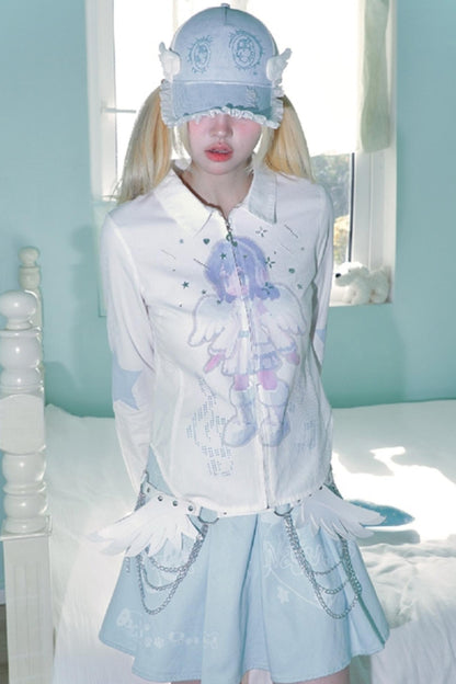 Dreamcore Aqua Stripe Long Sleeve Shirt