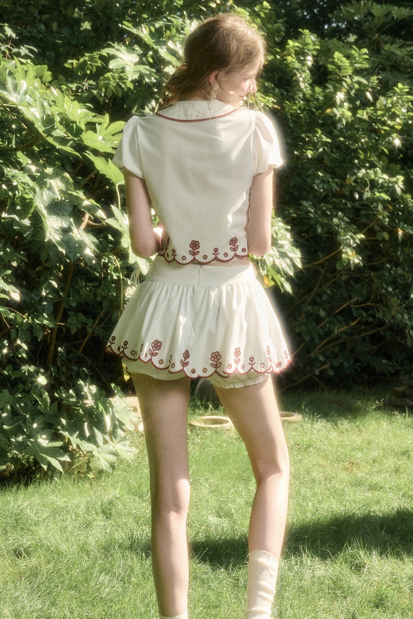 White Lace Shirt Skirt Set-Up