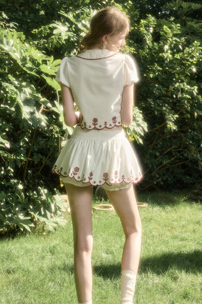 White Lace Shirt Skirt Set-Up