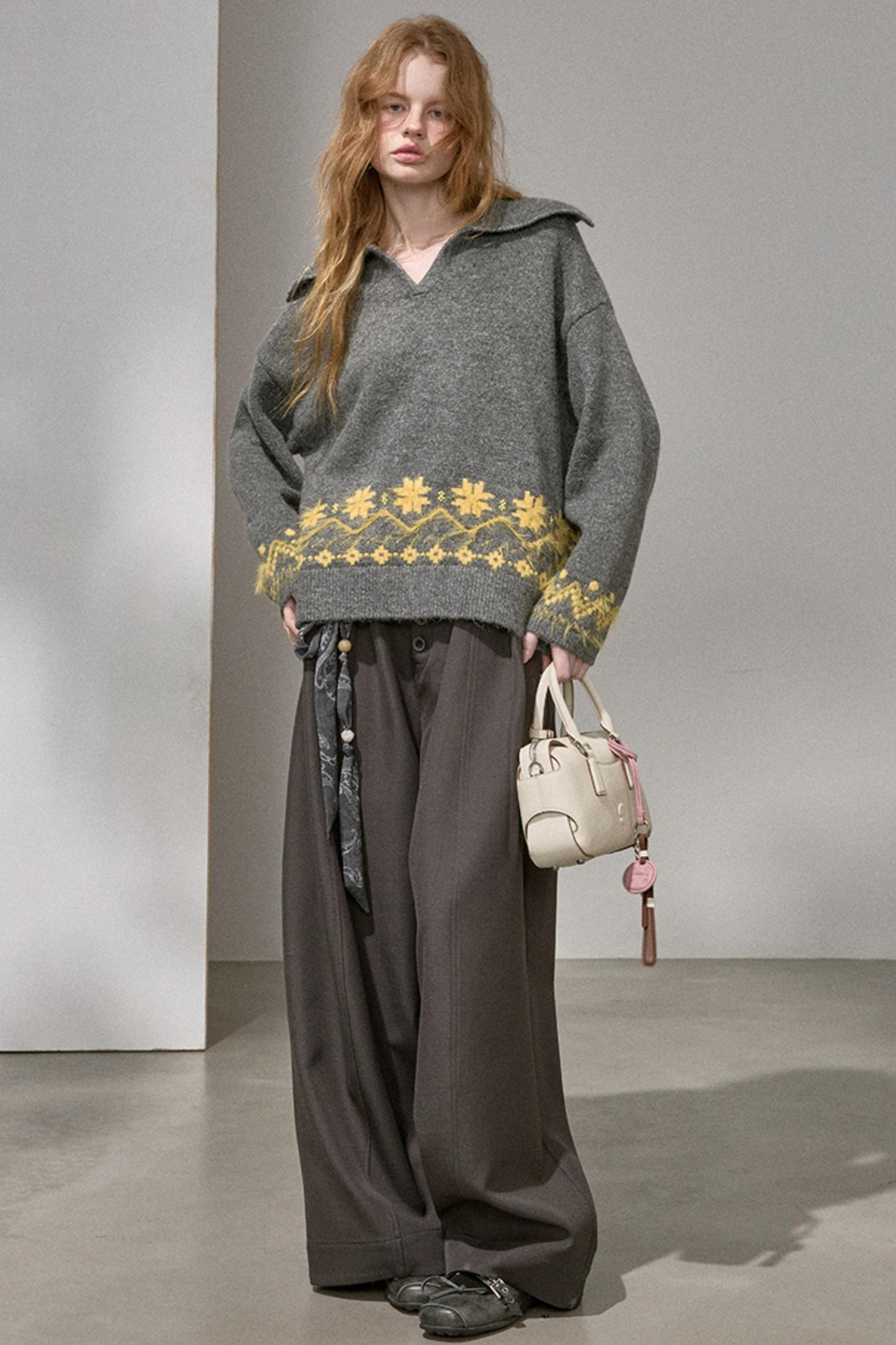 Fair Isle Beaded Sweater Top