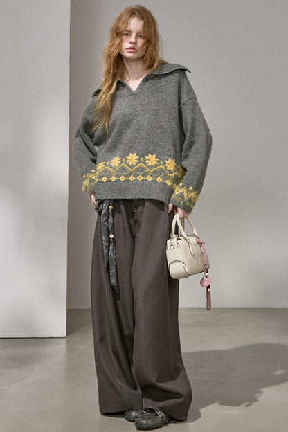 Fair Isle Beaded Sweater Top