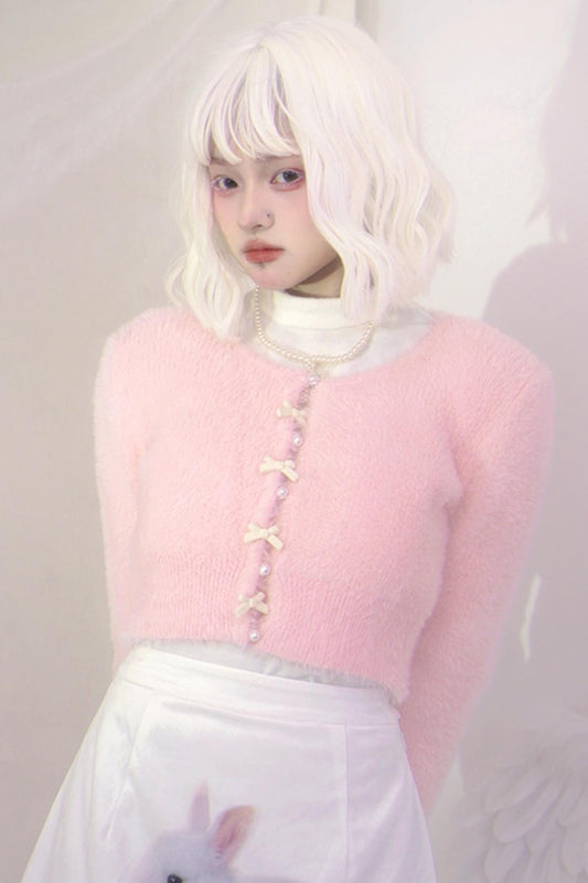 Short Knitted Solid Color Sweater