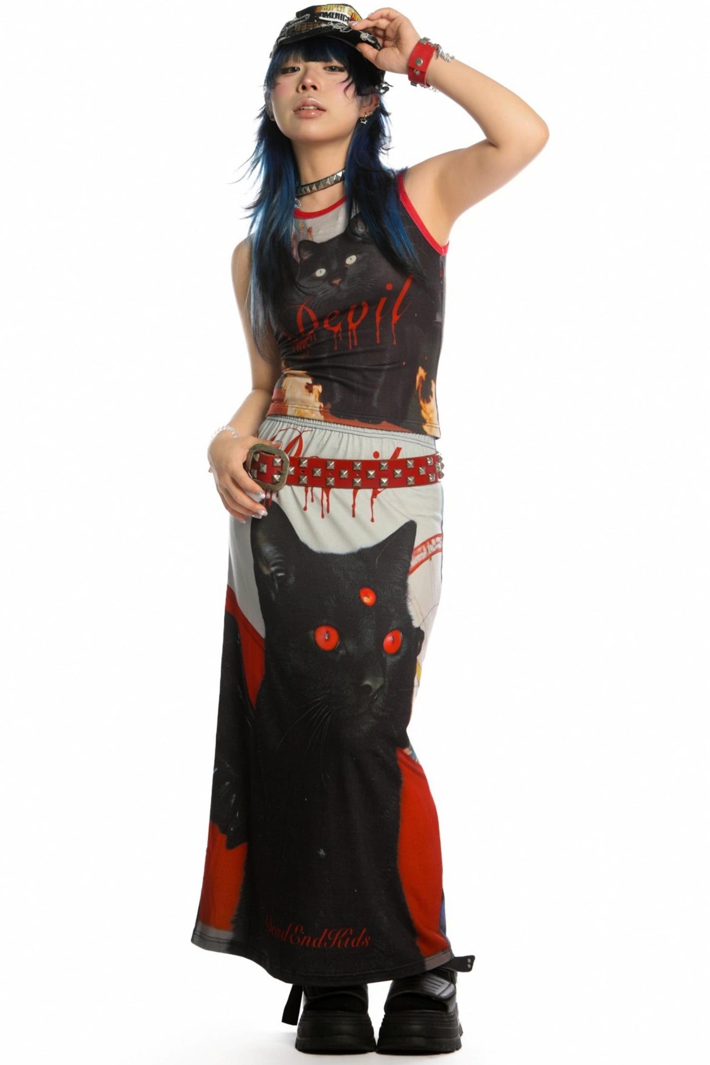 Reversible Print Stretch Casual Maxi Skirt