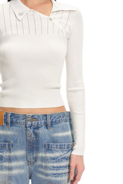 Diagonal Placket Knit Top