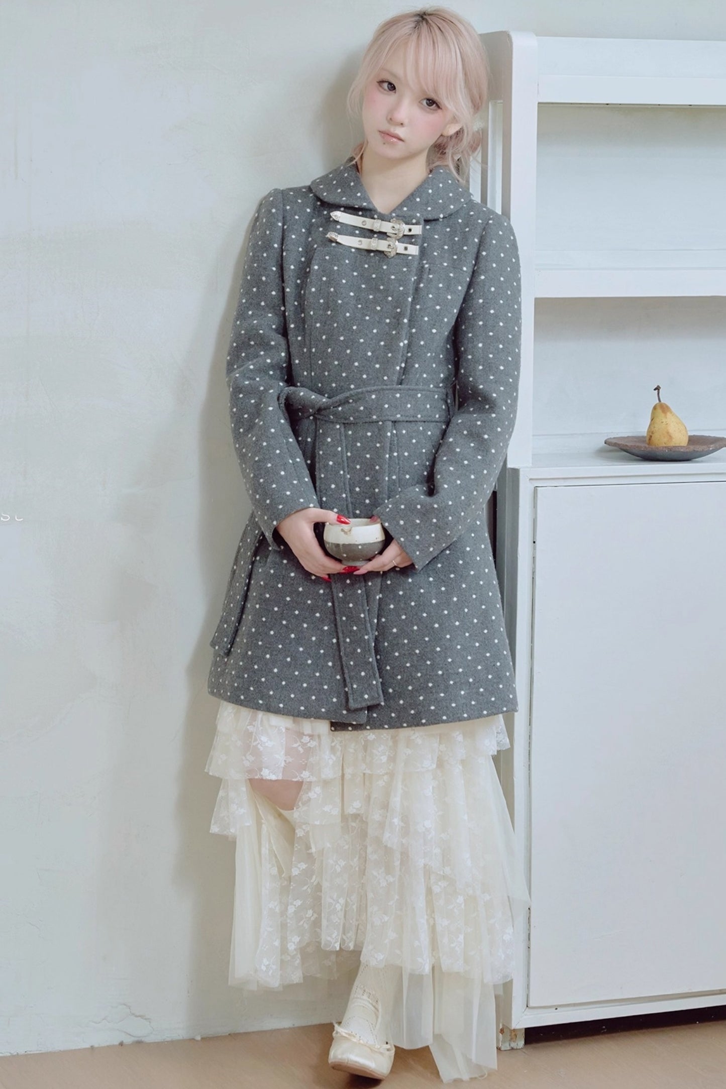 Retro Polka Dot Woolen Coat