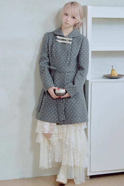 Retro Polka Dot Woolen Coat