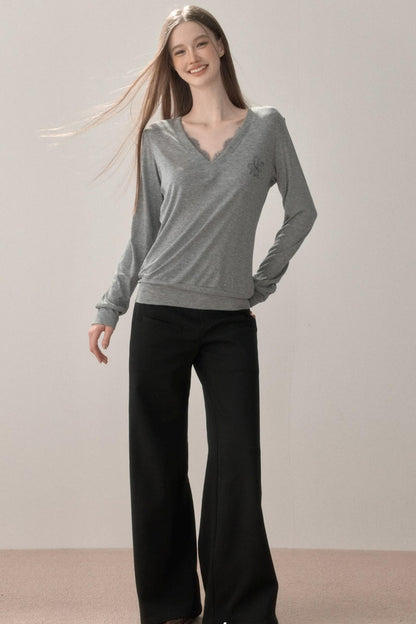 Retro Lace Splicing Pants