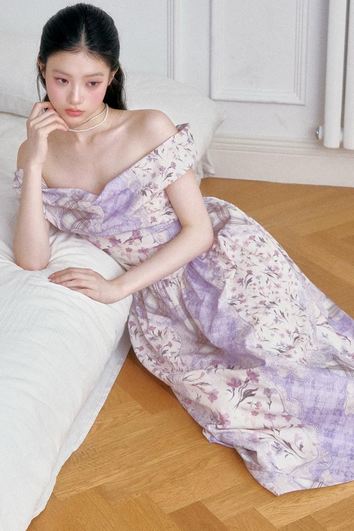 Purple Mist Off-Shoulder Dress