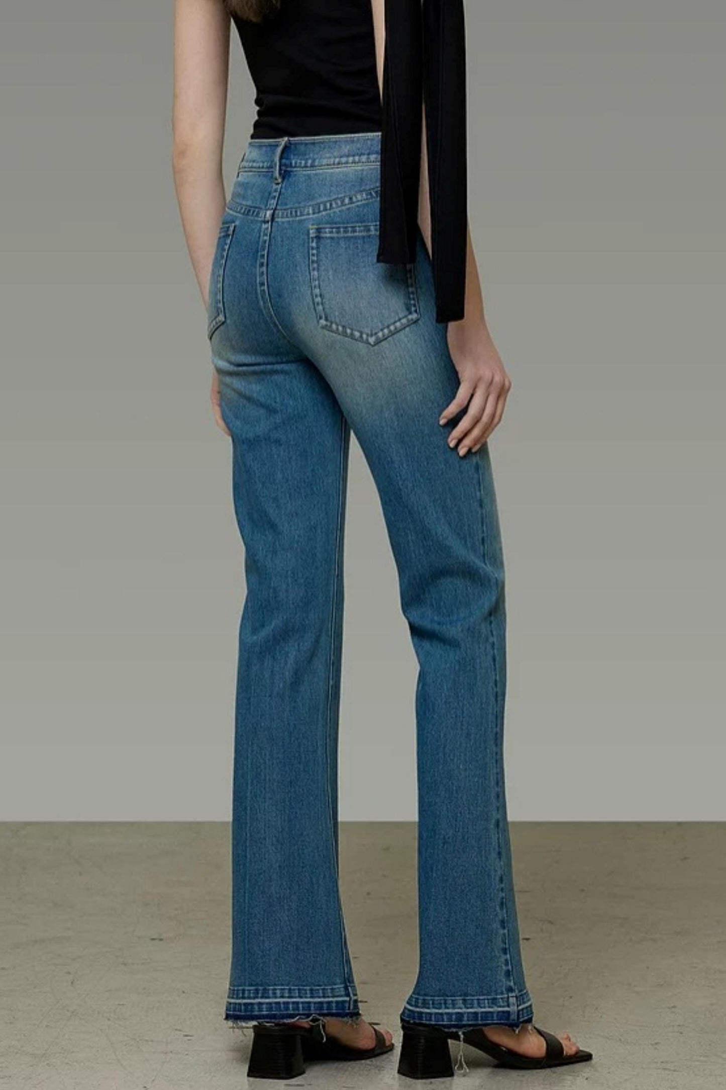 French Flared Denim Pants